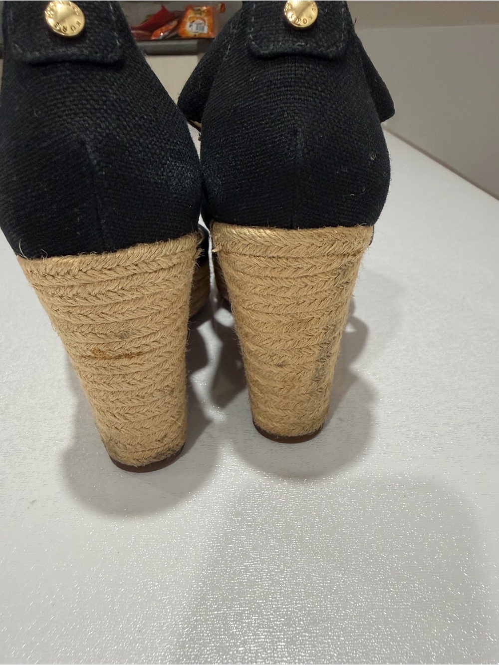 Michael Kors Black Wedge Sandals with Gold Zipper Detail - Picture 4 of 7